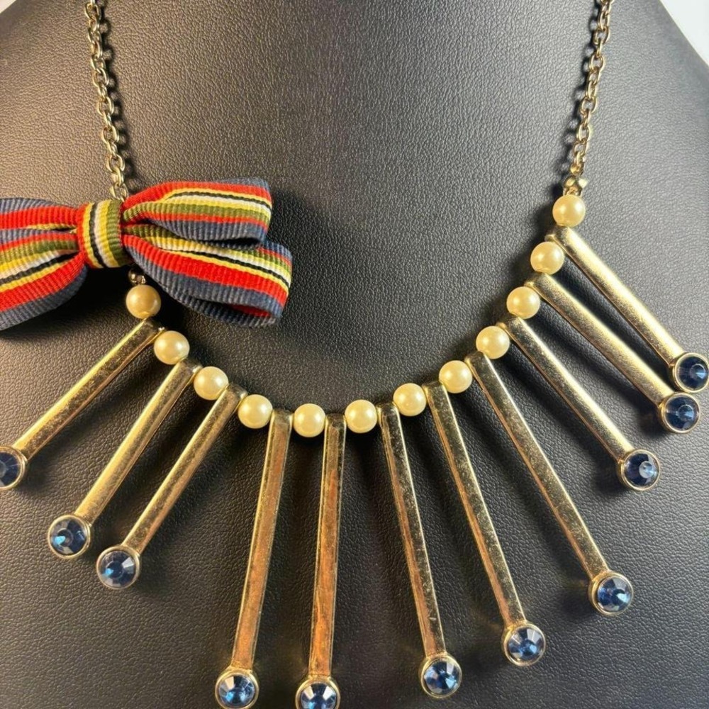 Born to Rule collar necklace‎ with quirky metal and fabric design